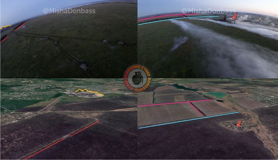 Карта Мар'їнського напрямку із захопленою шахтою Трудовська
