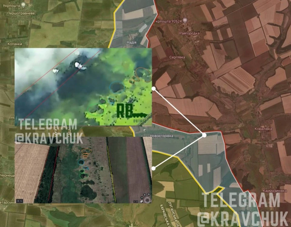 Карта бойових дій від телеграм-каналу Kravchuk