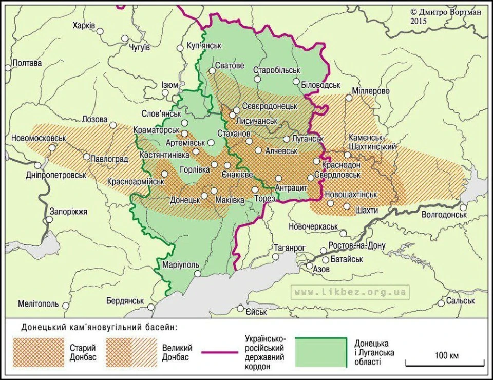 Карта українського Донбасу