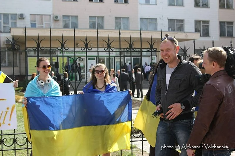 Андрій Шаповалов під час проукраїнської акції, 2014 рік/Олександр Волчанський