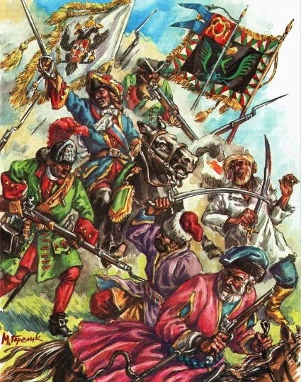 Suppression of the Bulavyn uprising. Artist: Mykhailo Gorelyk