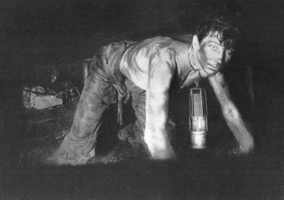 A sledge worker in a Donbas coal mine