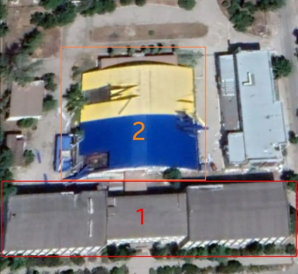Satellite image of tennis courts