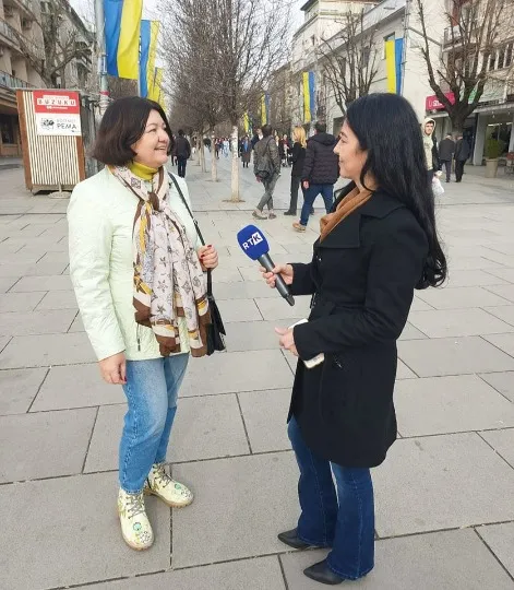 Інтерв'ю про враження, коли головну площу Приштини на честь Соборності України прикрасили прапорами